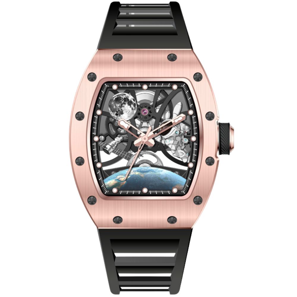 GT-02 Skeleton Space Watch - Rose Gold