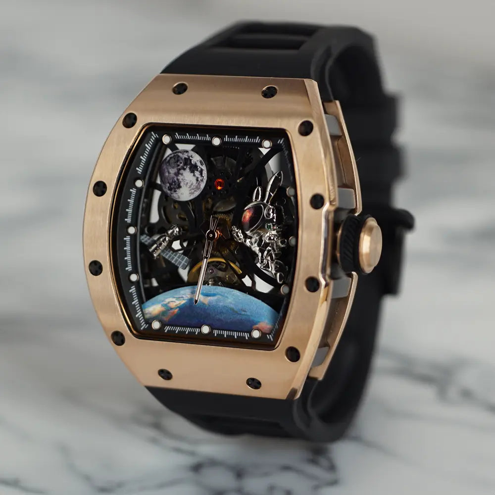 GT-02 Skeleton Space Watch - Rose Gold